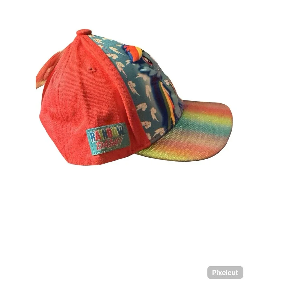 My Little Pony Rainbow Dash Glitter Rainbow Brim Adjustable Girls Hat New  4-7